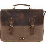 4025 Westpolo Men's Genuine Antique Leather Canvas Briefcase with Hand and Shoulder Strap