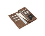 977C Westpolo Unisex Genuine Antique Leather Phone Compartment Magnetic Flap Long Wallet - Image 4