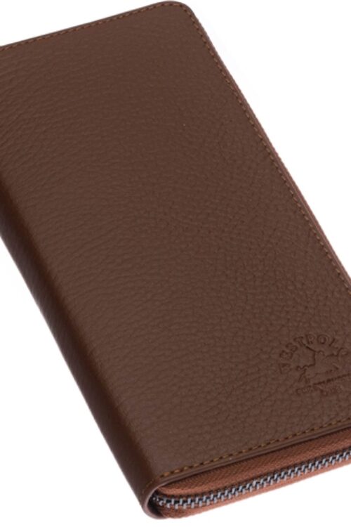 1954 Westpolo Unisex Genuine Antique Leather Phone Compartment Magnetic Flap Long Wallet, Handbag
